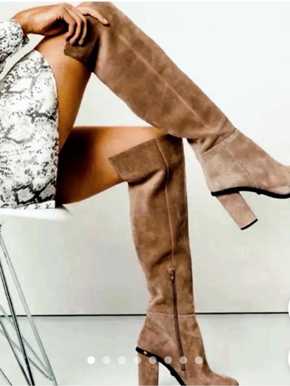Gianni Bini Taupe Over-the-Knee Suede Block Heel Boots-Good condition